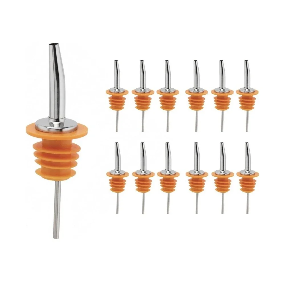 Spill-Stop #285-60 Bottle Pourers w/ Collar 12 Pack New Yellow Silver